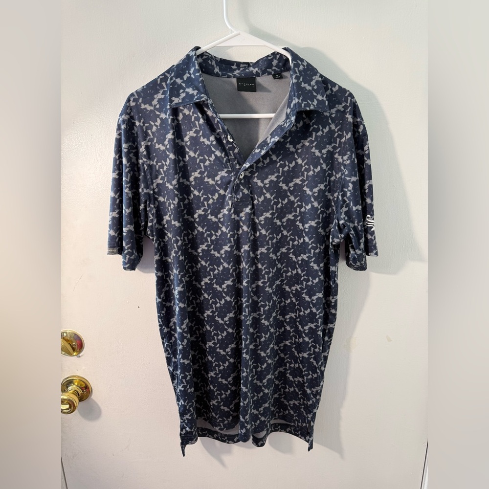 Dunning Navy Patterned Golf Polo Shirt